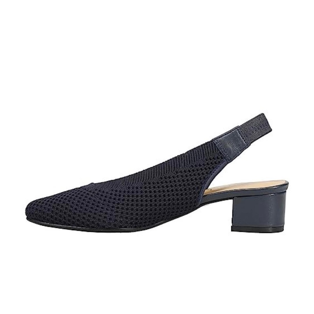 Vaneli Dark Blue Mesh Slingback Heels